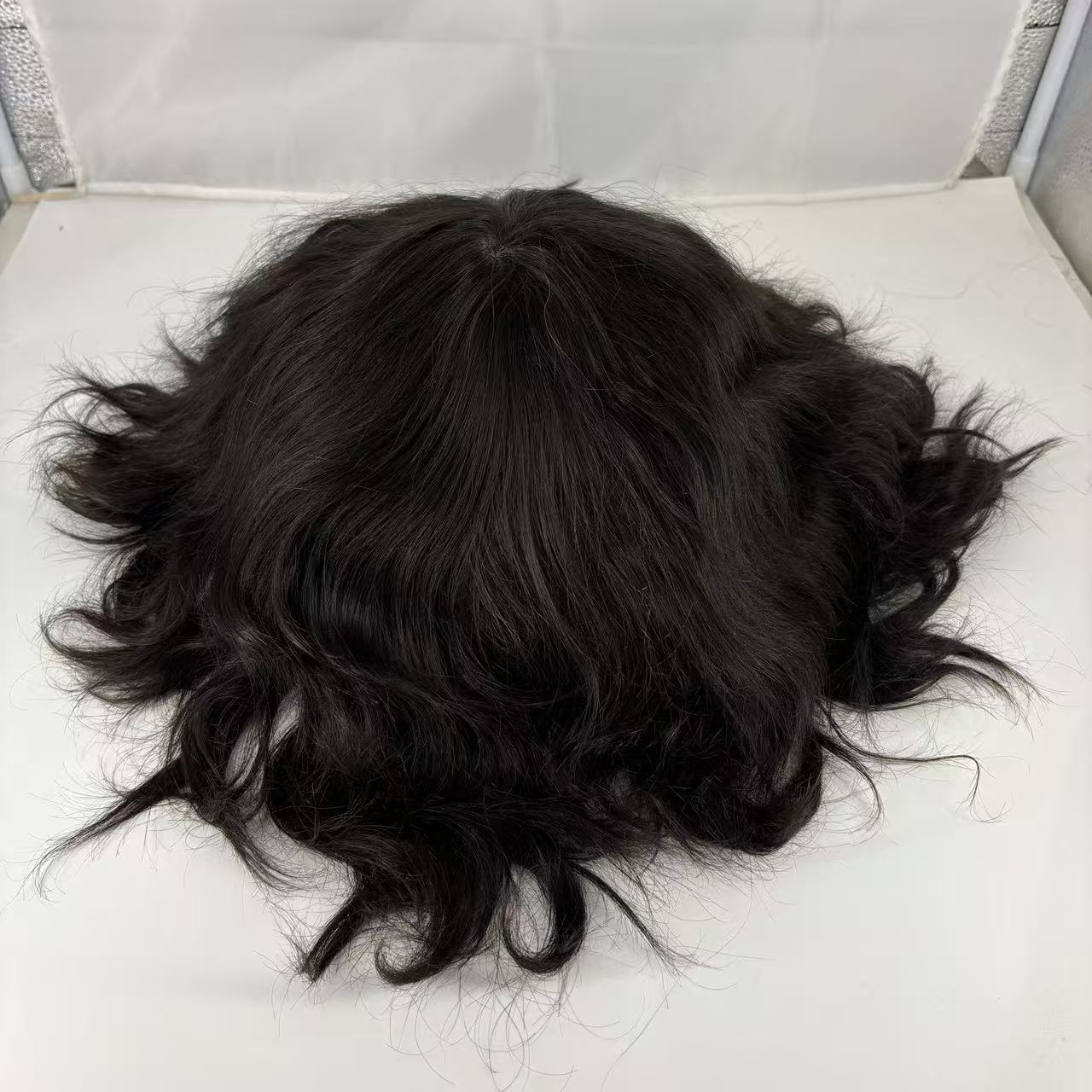 Clearance #1B Natural Black hair system for womenfull skin base  full wig hair system for women