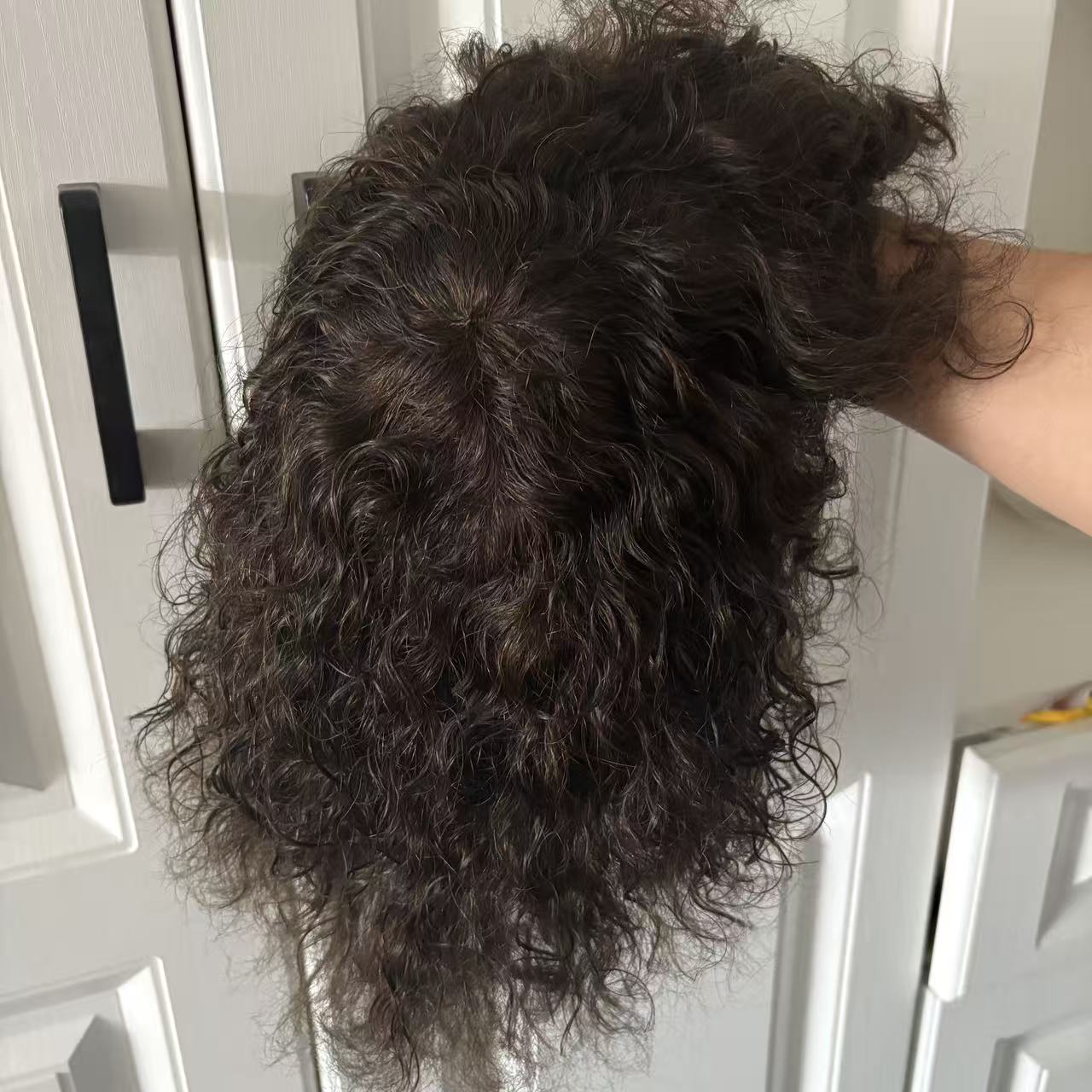 clearance toupee for men dark brown hair system PU injection thin skin base