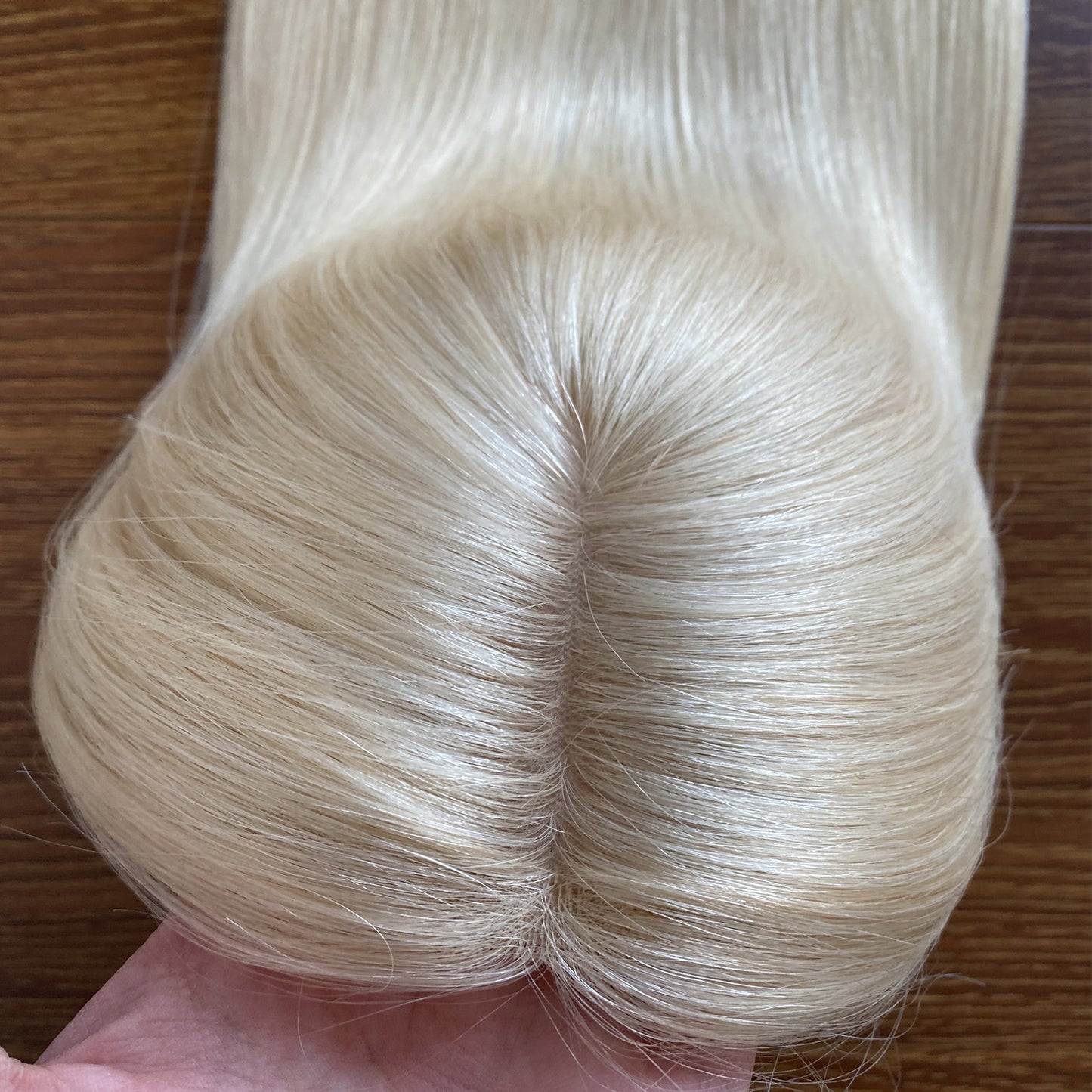 8x8" topper wig for women silky straight human hair topper silk base with weft