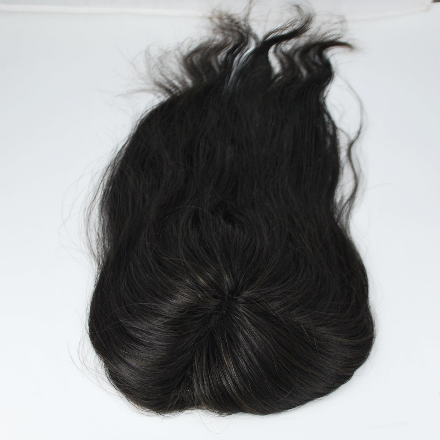 Clearance #1B Natural Black hair system for men 1/4 inch fish net with full poly perimeter 5x4.5" hair system for men