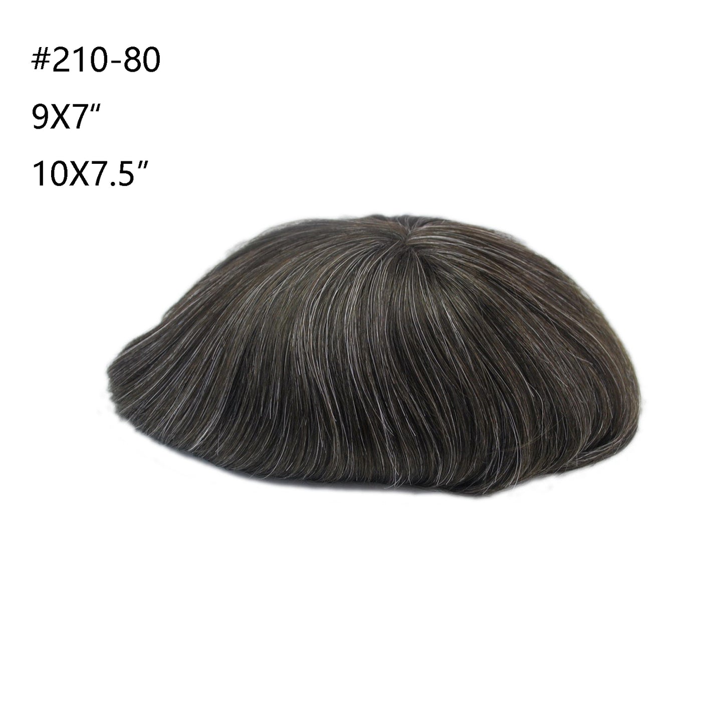 stock men toupee wig dark brown color mixed 10-80% grey color human hair system for men wigs