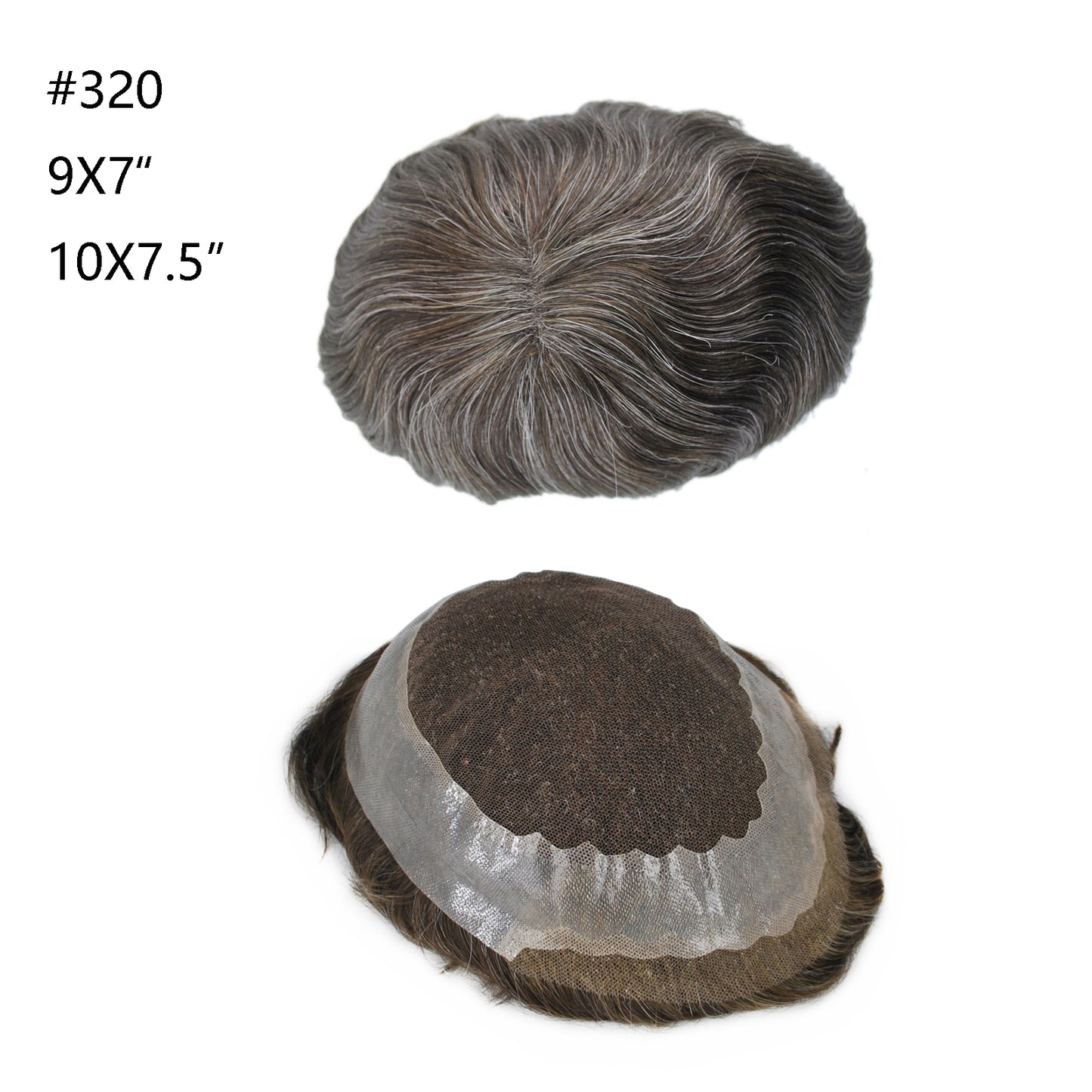 Swiss lace with PU Around Ash Brown #320 Toupee For Men With Grey Hair Durable Lace Hair System