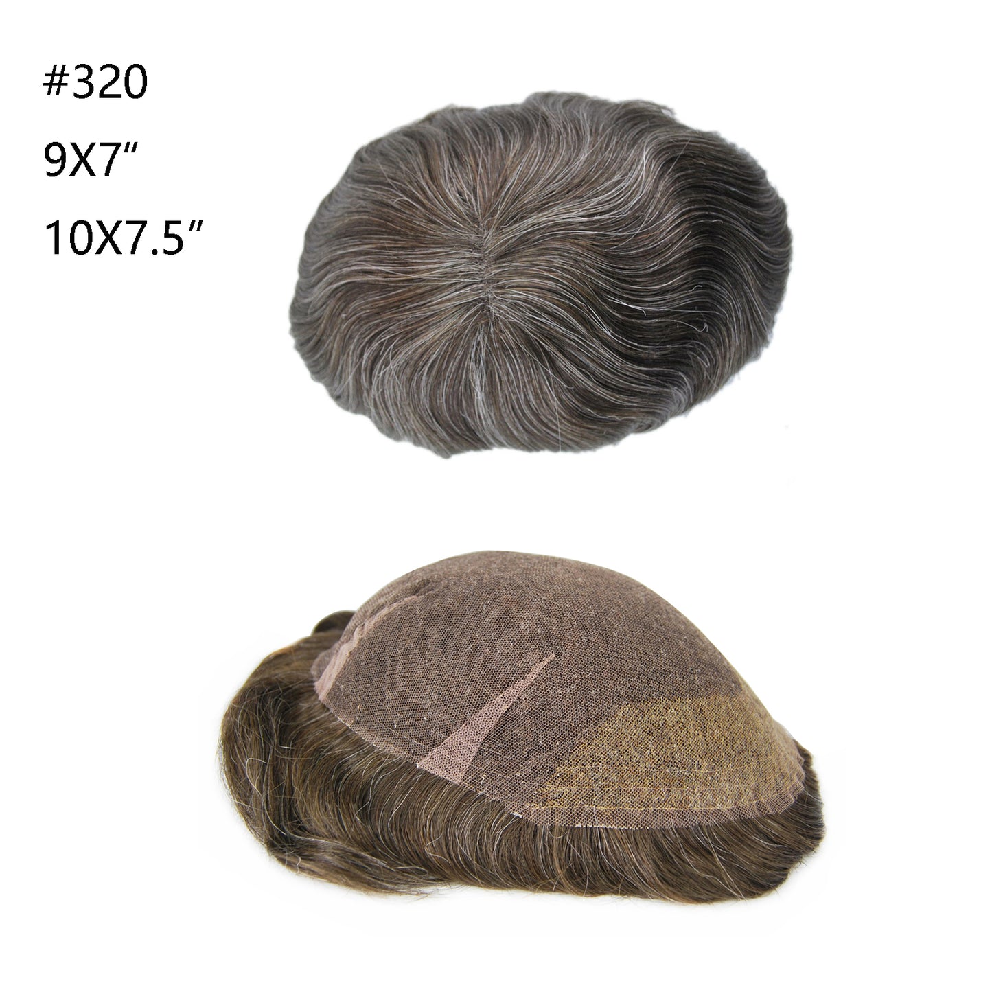 Swiss Lace Ash Brown #320 Toupee For Men With Grey Hair Durable Lace Hair System Men Wig