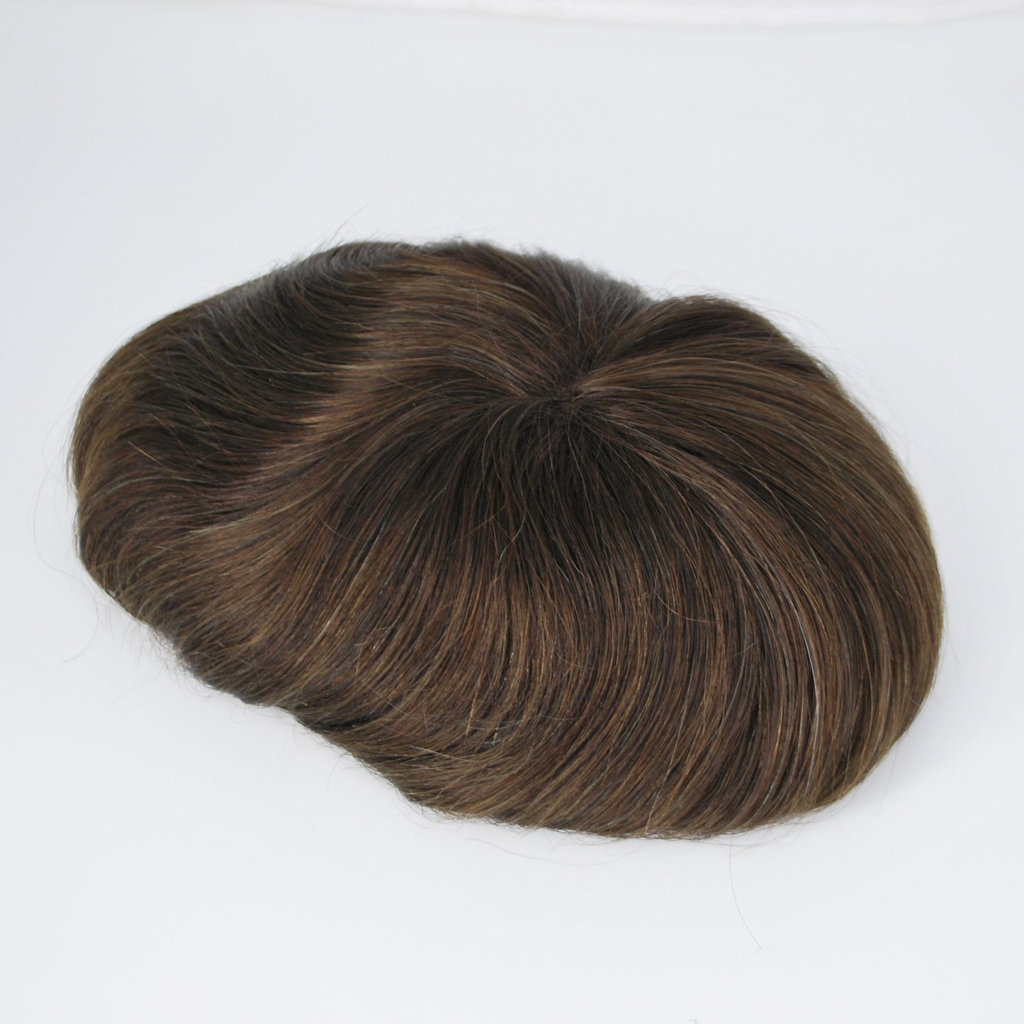 Clearance toupee #3 ash brown durable welded mono with PU around 8.5x5.75 inch men hair replacement wig