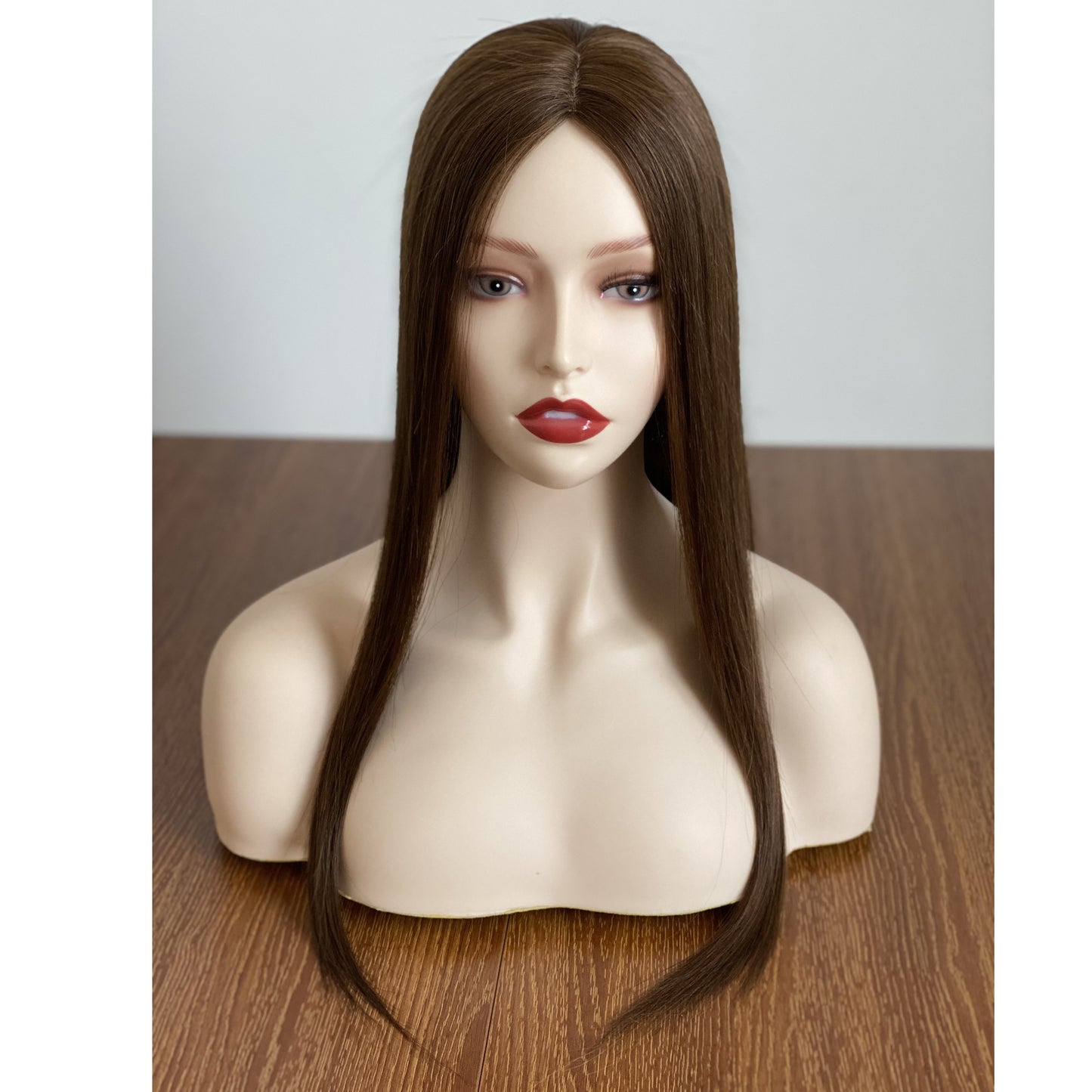8x8" topper wig for women silky straight human hair topper silk base with weft