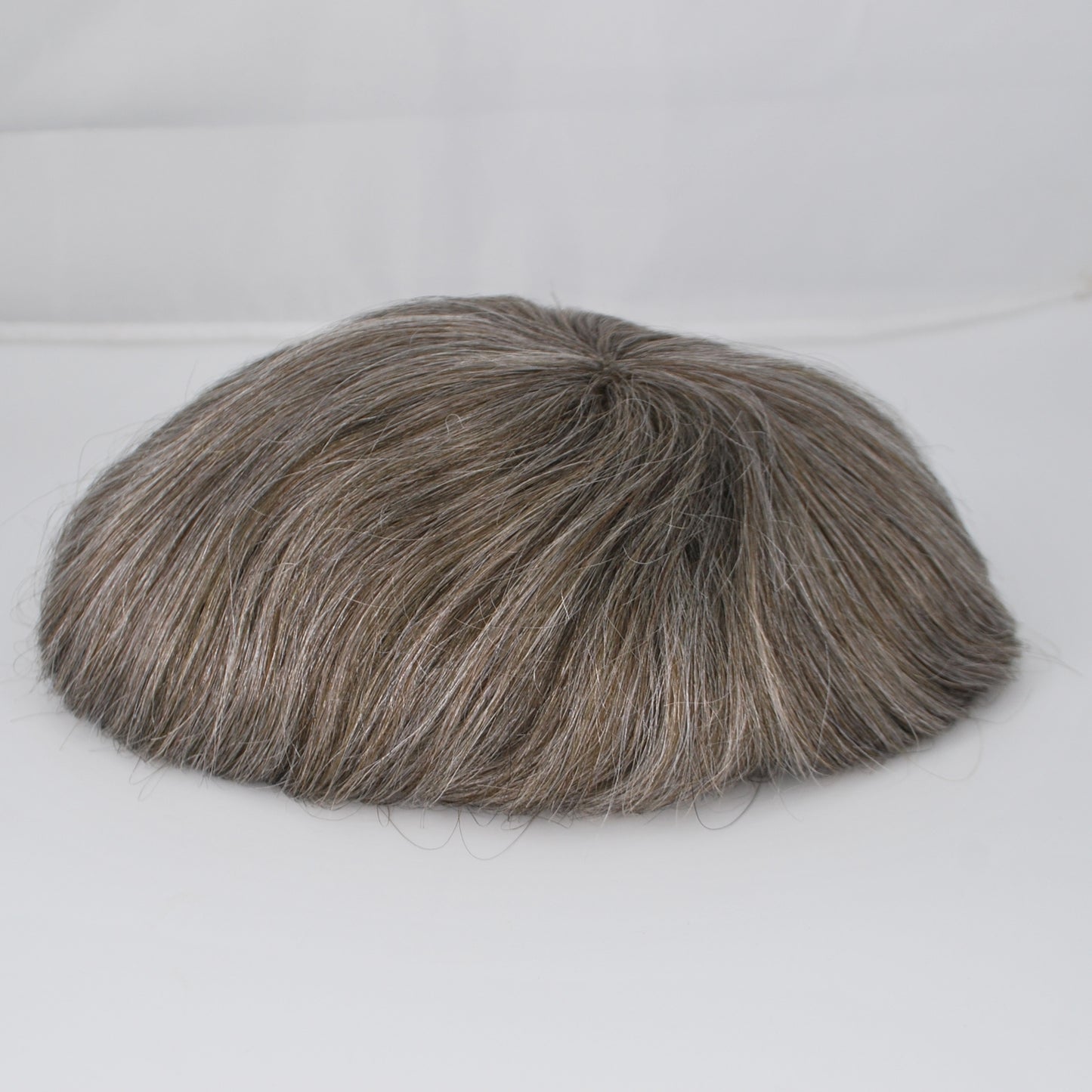 Clearance #3 brown grey mixed 50% toupee for men French lace with PU back and sides human hair men wig