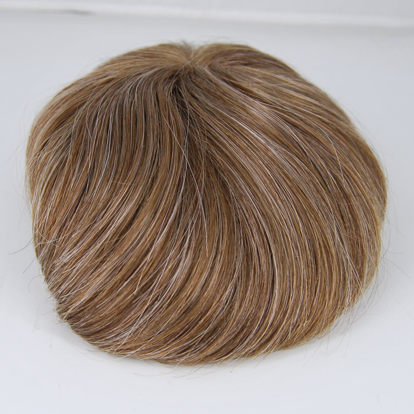 Clearance toupee #7 light brown mixed 20% grey hair system French lace with PU back and sides