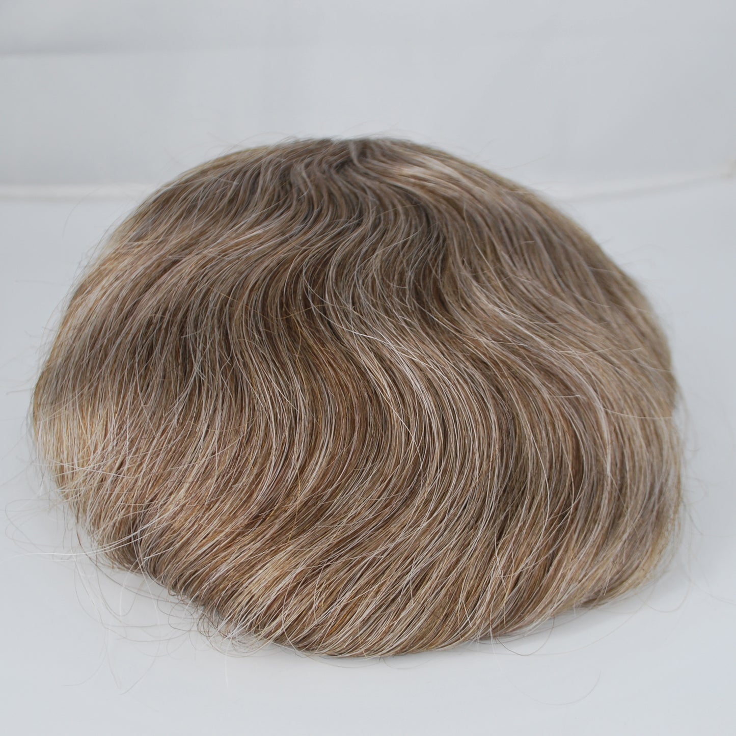 Clearance toupee for men #7 mixed 45% grey french lace with PU back and sides men hair system