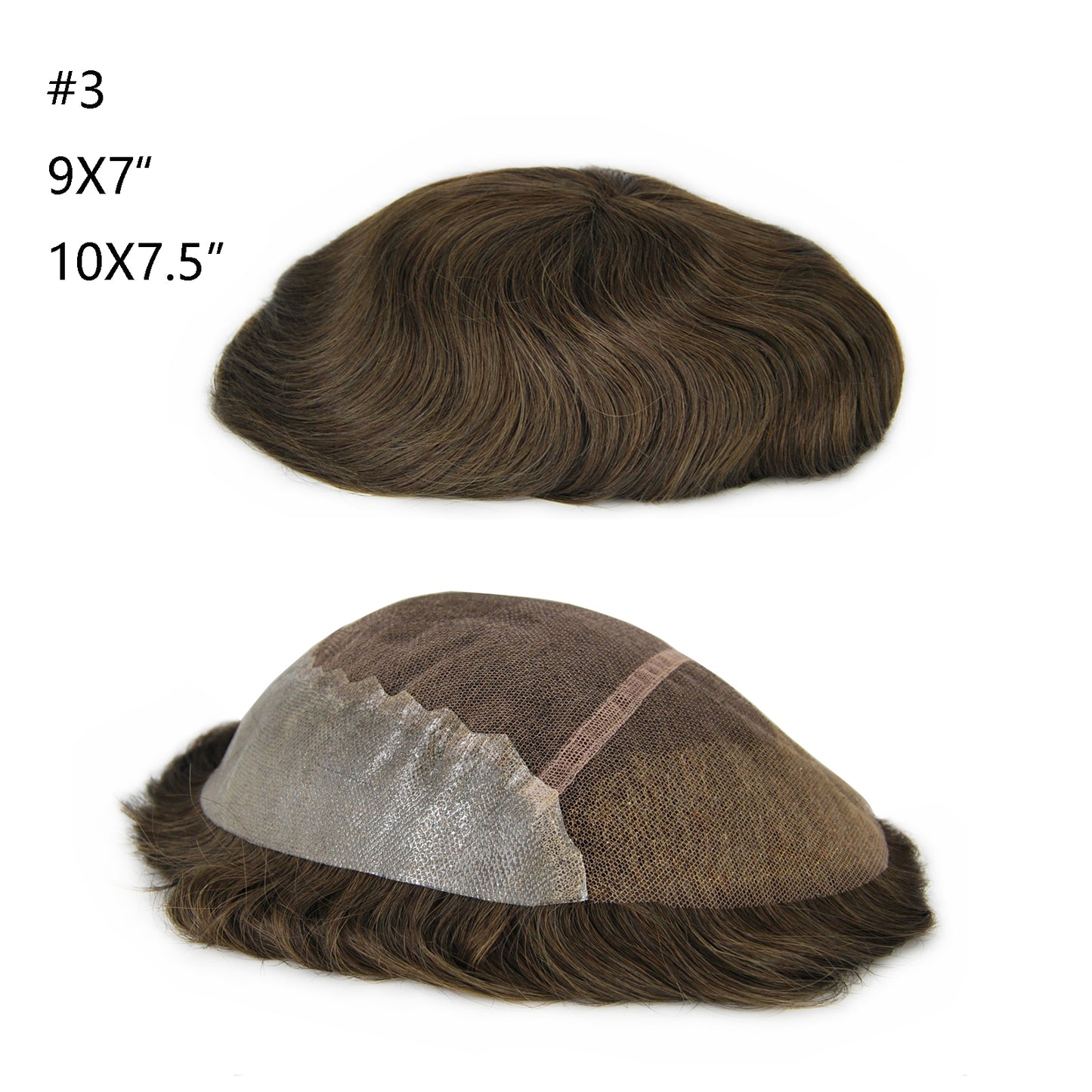 mens hair systems #3 ash brown prosthesis for men French lace with PU back and sides men wig