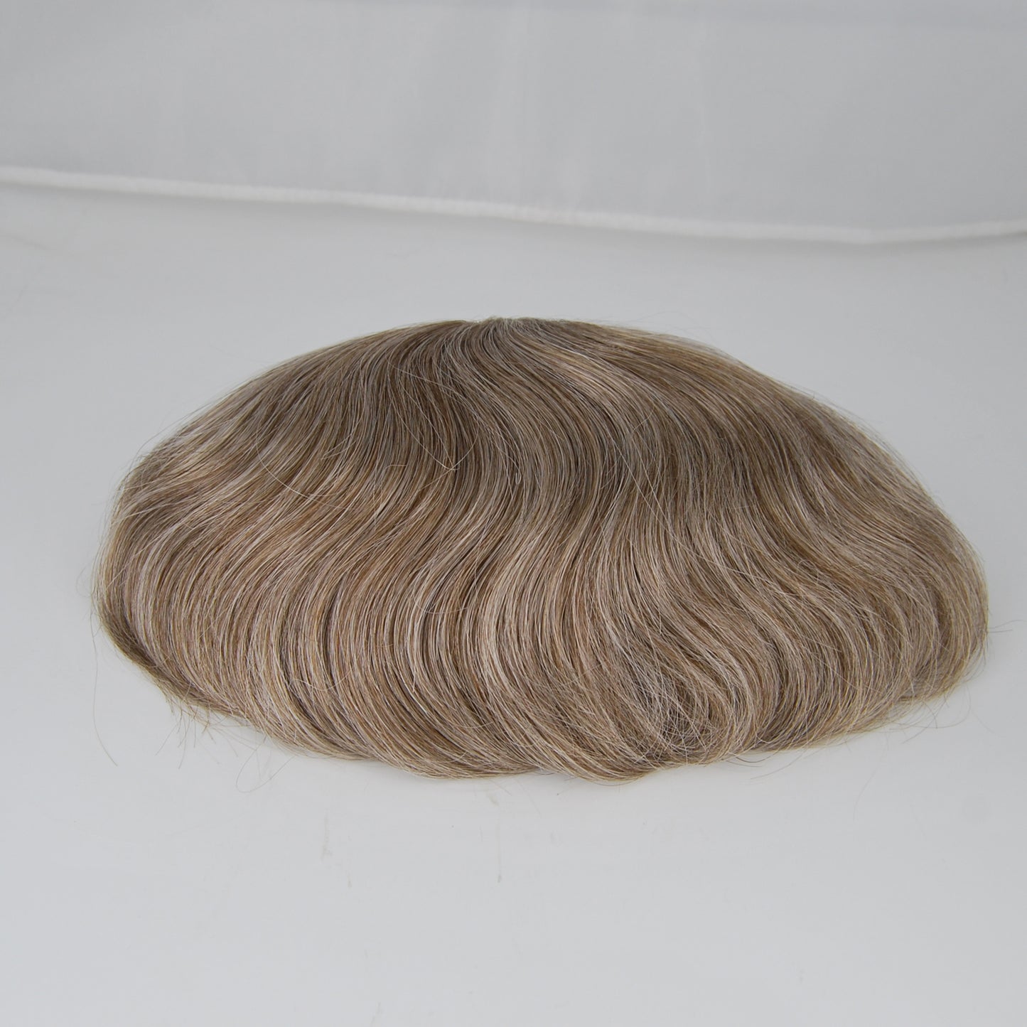 Clearance hair replacement toupee wig #7 light brown with 50% grey hair mixed silk base with PU back and sides
