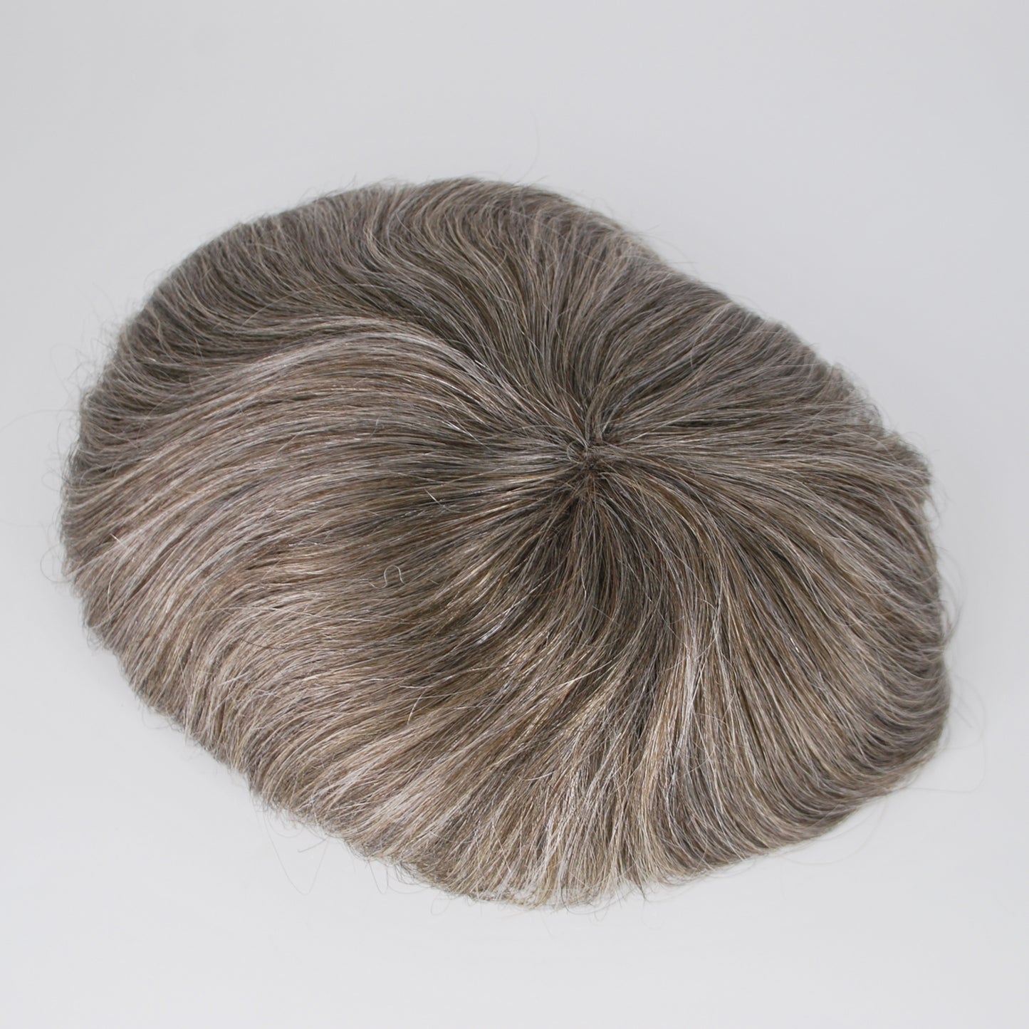 Clearance #3 brown grey mixed 50% toupee for men French lace with PU back and sides human hair men wig