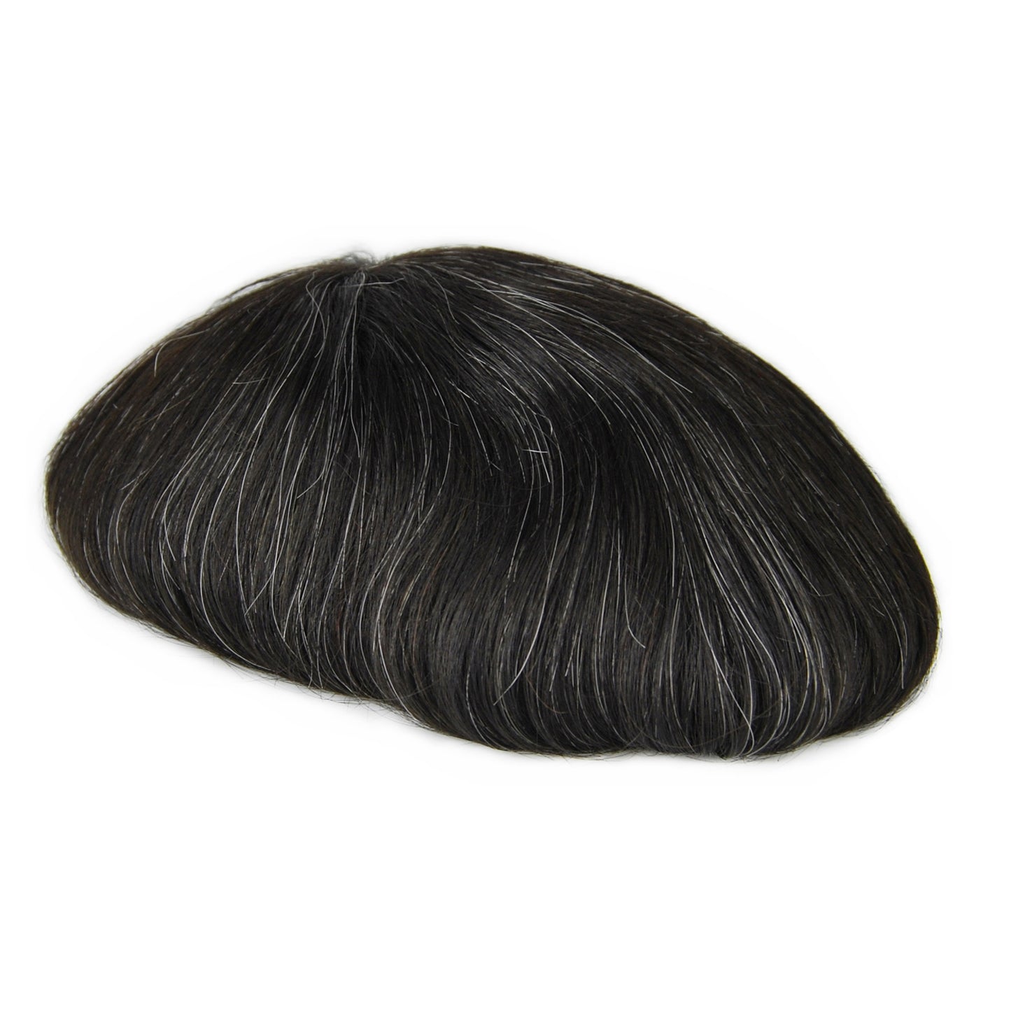 #1B10 Full Swiss Lace hair system natural black color with 10% grey hair prosthesis for men