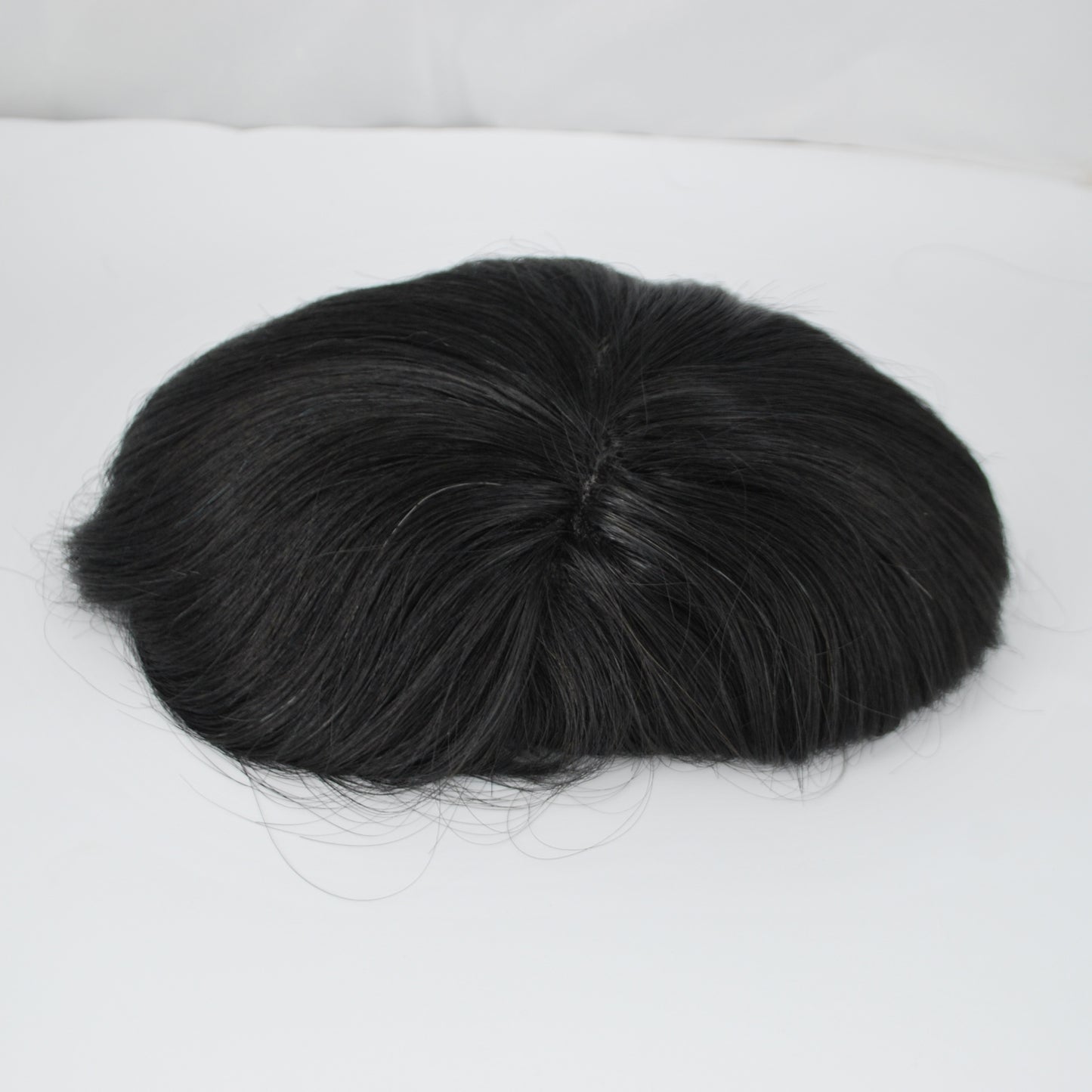 Clearance toupee #1 jet black toupee for men mono with PU around 9x7" human hair system