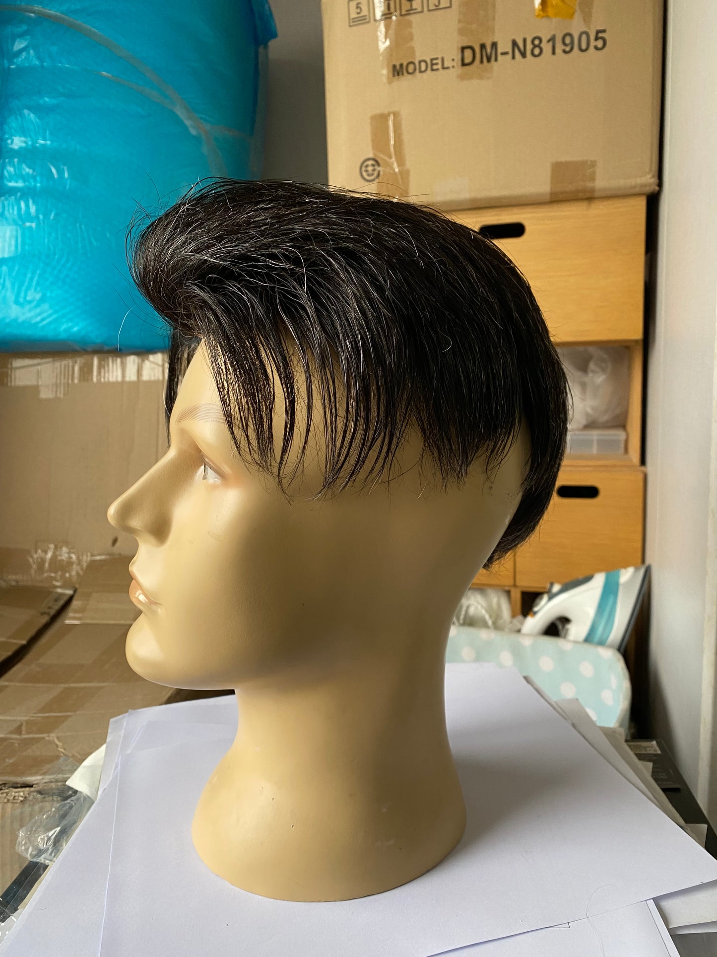 Precut men toupee cut as your request human hair toupee hair system for men