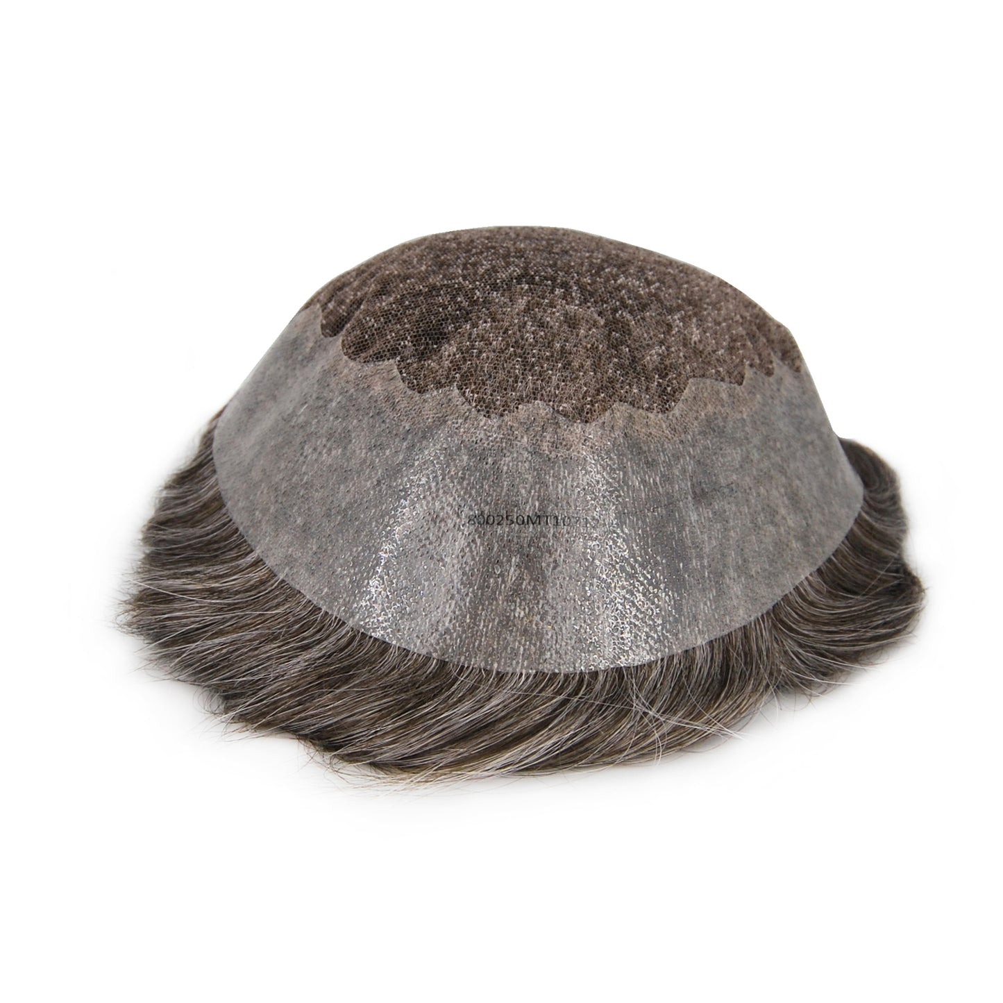 all swiss lace human hair toupee hair patch #260 grey mixed dark brown hair unit lace with PU hairpiece for men