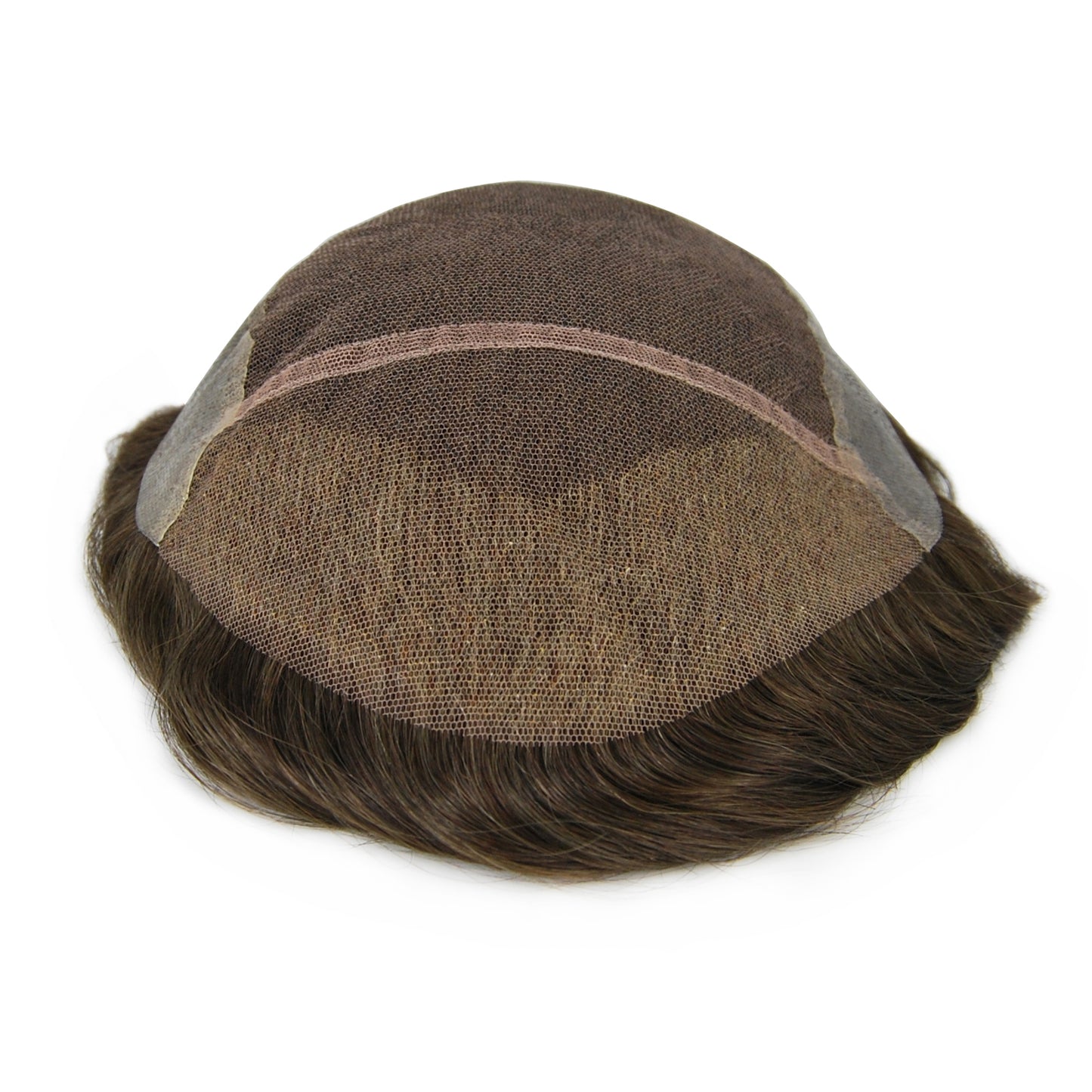 Full PU Thin Skin #330 Human Hair Toupee For Men Replacement Ash Brown Toupee With Grey Hair