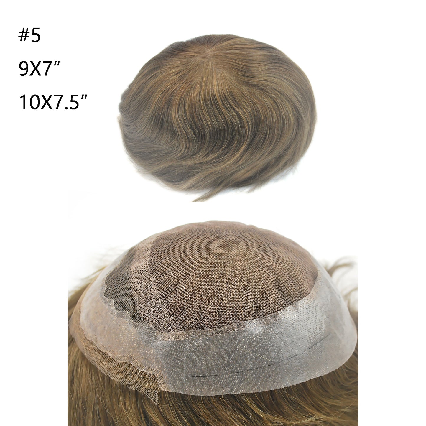 #5 Light brown mens wig French lace with PU around toupee for mens hair