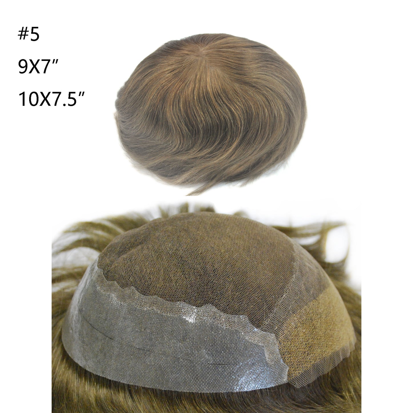 #5 light brown human hair system for men French lace with PU men toupee wig