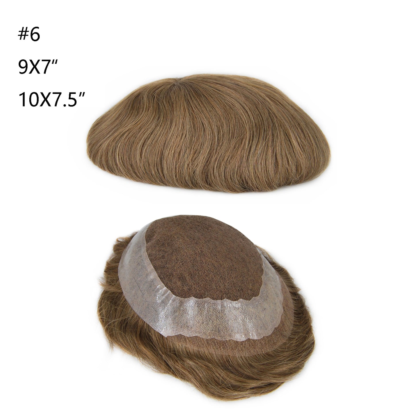 #6 light brown men hair pieces French lace with PU around human hair men's wig toupee