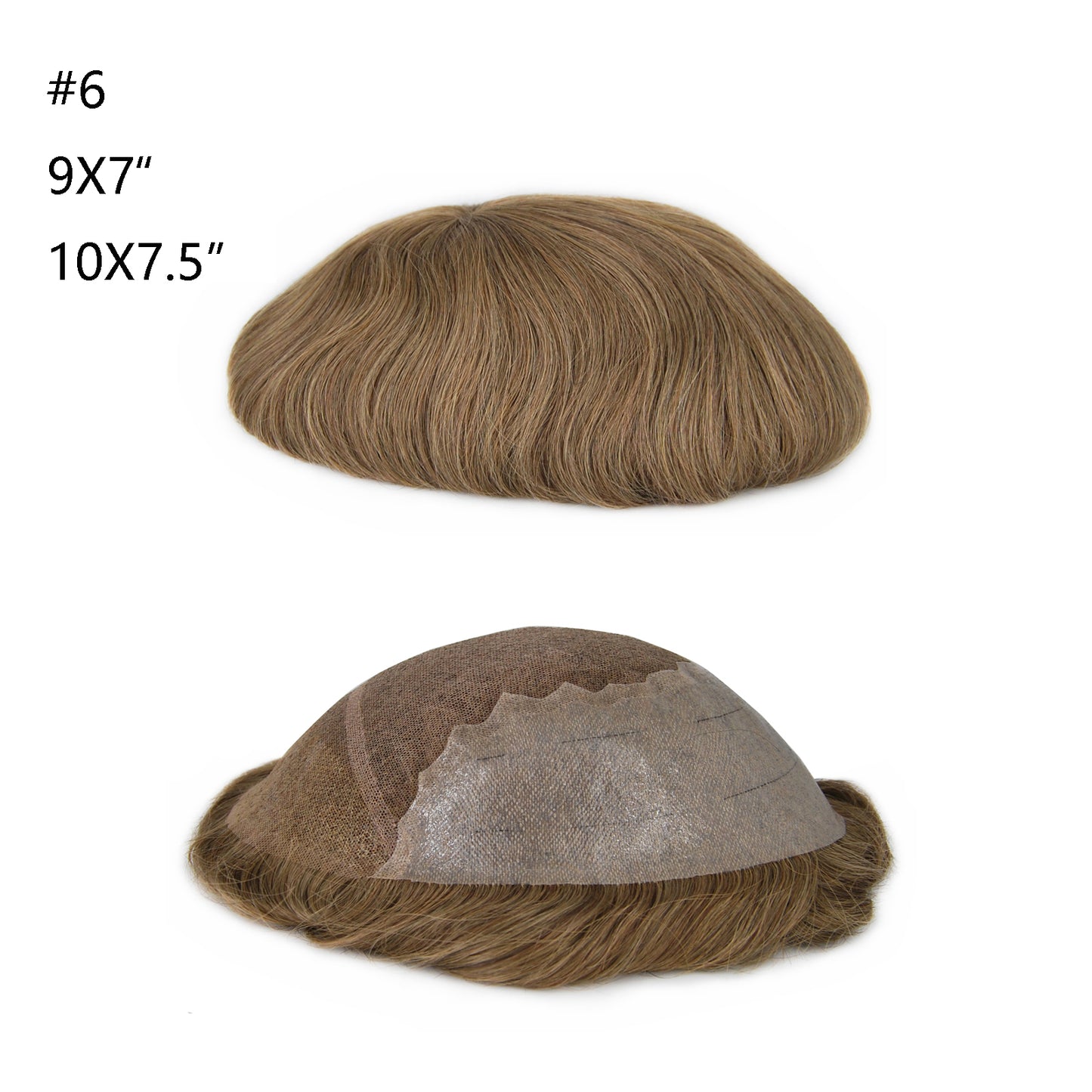 #6 Light brown lace front hair piece human hair toupee French lace with PU back and sides