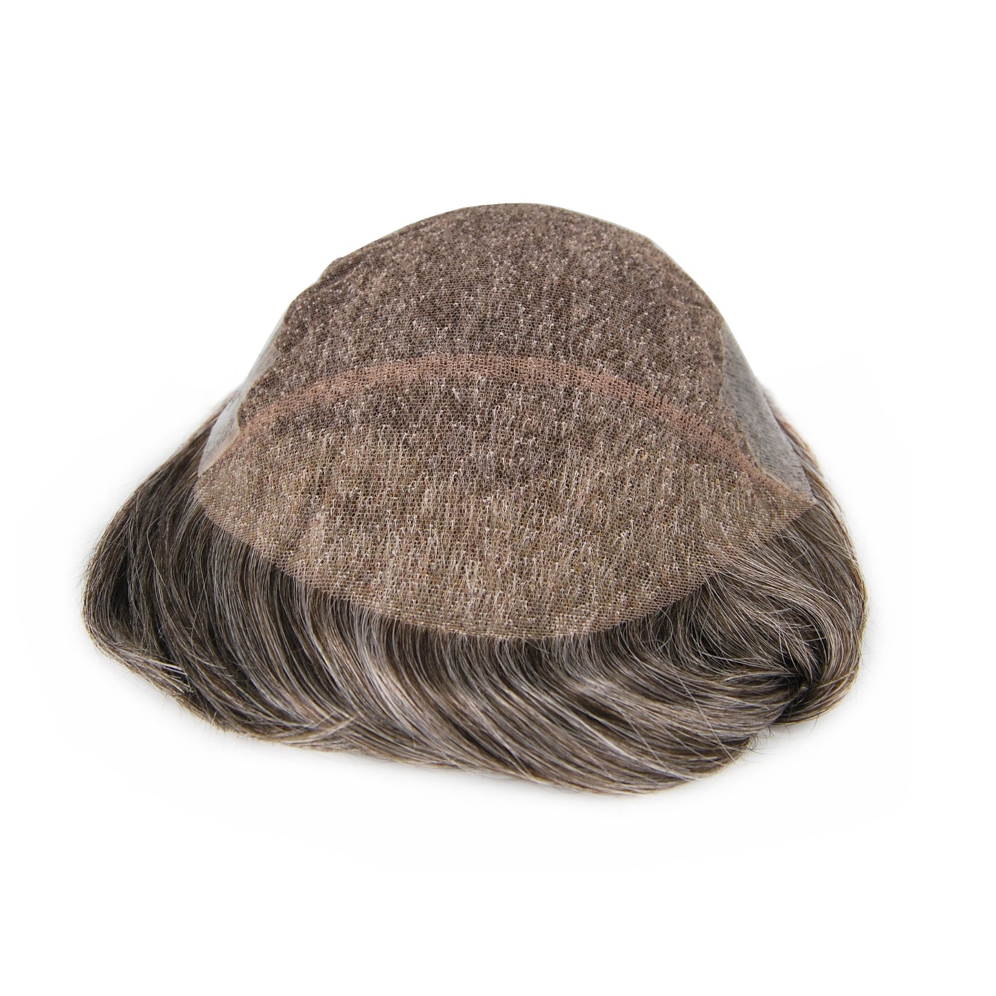 all swiss lace human hair toupee hair patch #260 grey mixed dark brown hair unit lace with PU hairpiece for men