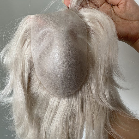 Cunstomized toupee 100% human hair grey color toupee human hair system for old man wig