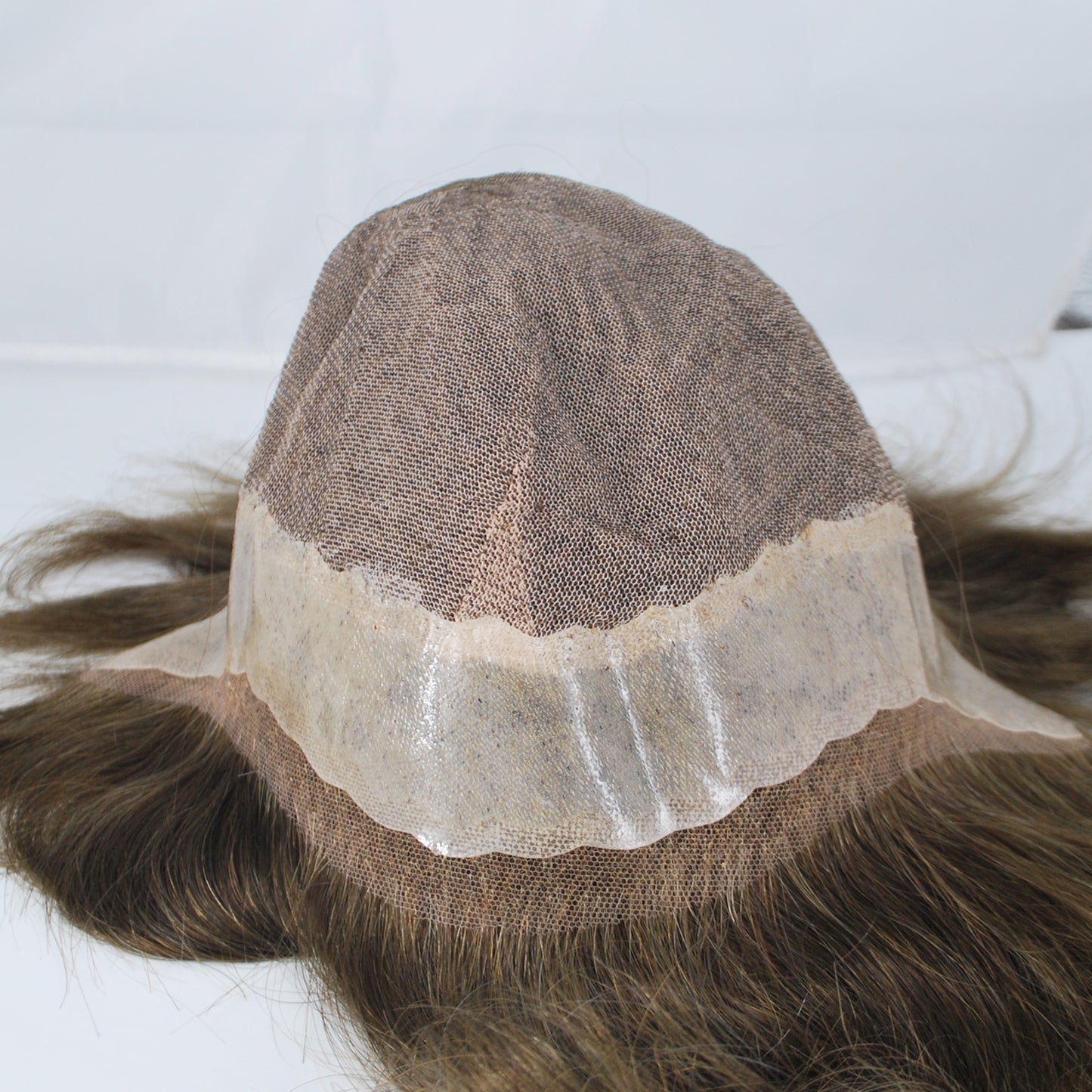 Clearance #3 Ash Brown hair system for women Super silk with full poly 1/3 lace front 12x9" hair system for women