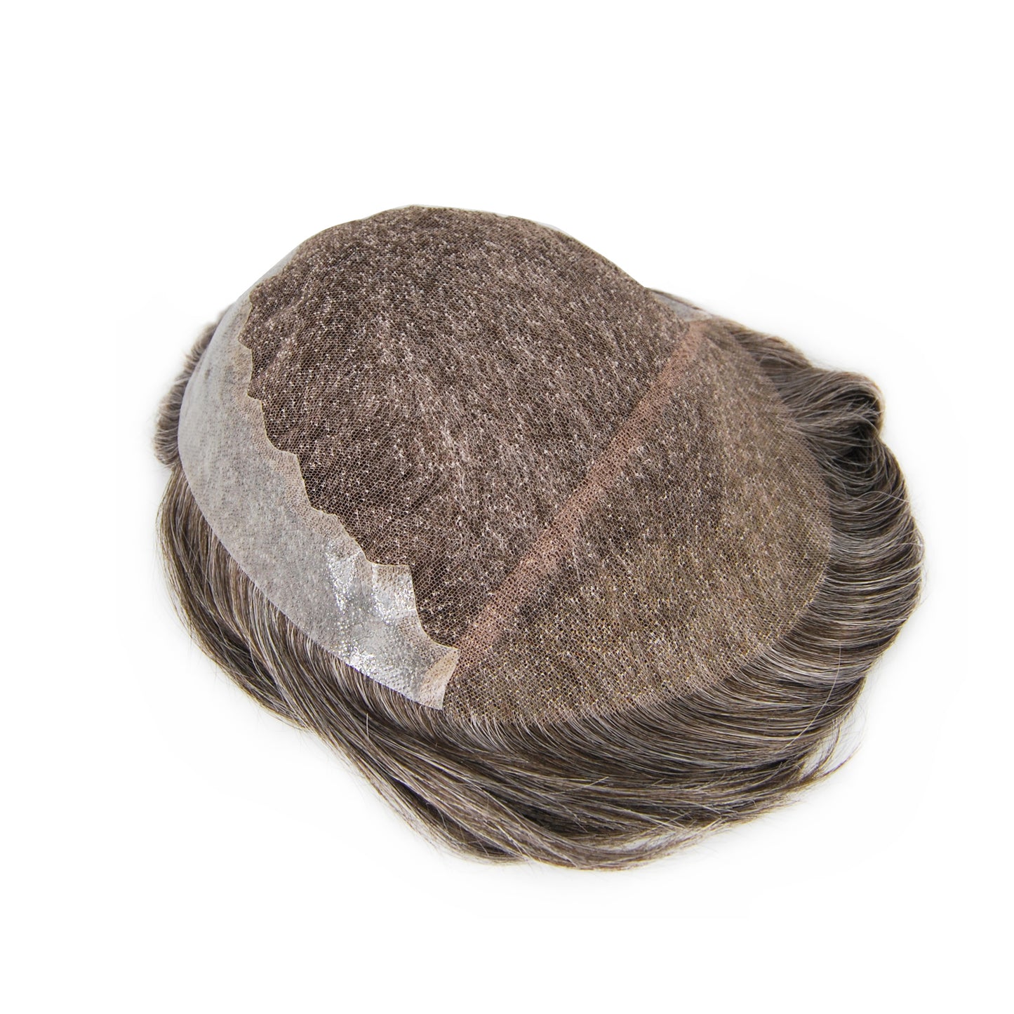 all swiss lace human hair toupee hair patch #260 grey mixed dark brown hair unit lace with PU hairpiece for men