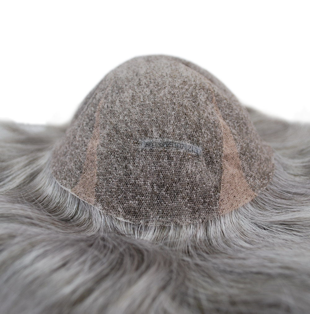 men hair piece hair system all swiss lace #380 grey mixed men toupee with grey hair swiss lace with PU