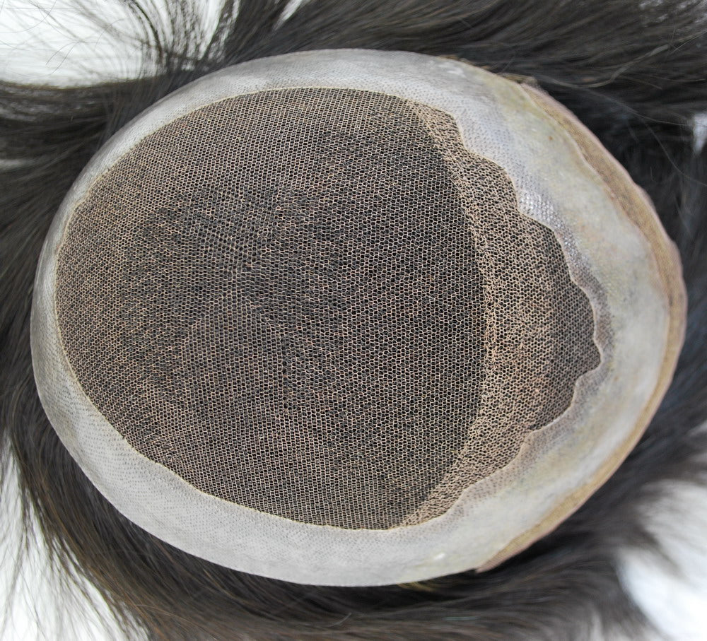 Clearance #1B Natural Black hair system for men all French lace 9x7" hair system for men