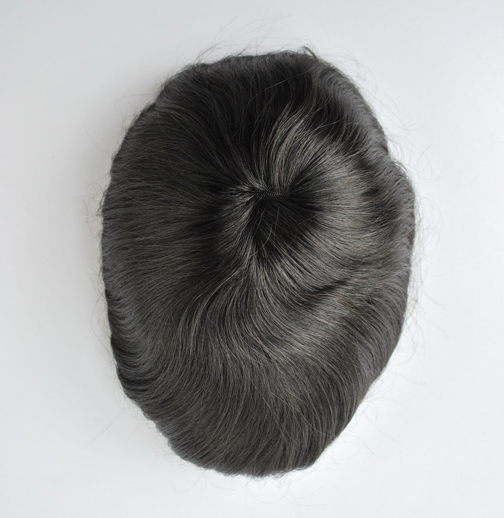 natural black toupee for men natural human hair system undetecable front