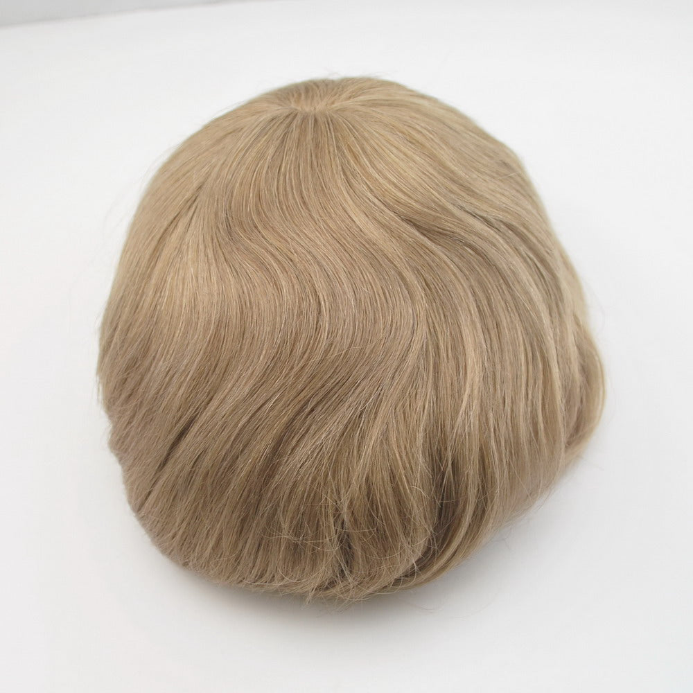 #17 light blonde human hair toupee for men prosthesis for men French lace with PU back and sides