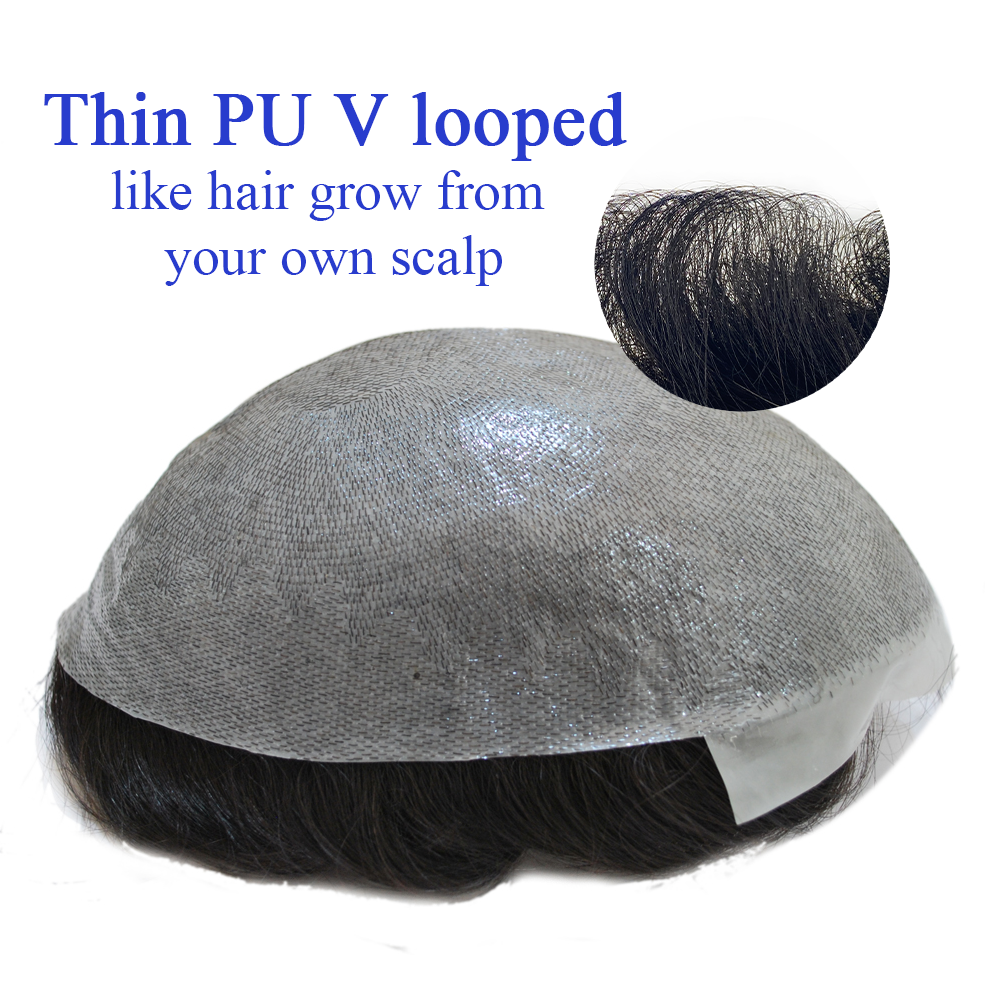 #17 Blonde Human Hair Toupee for Men Natural Human Hair