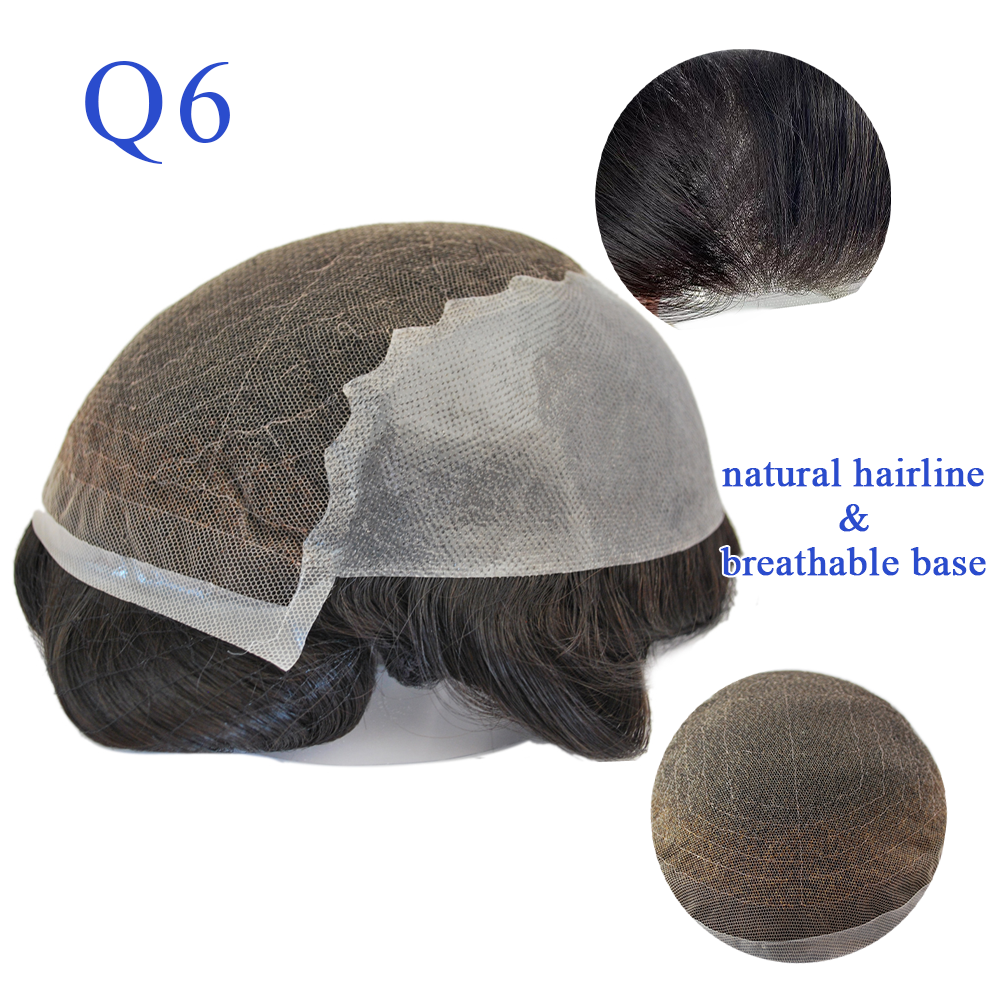 #4 Medium Brown with 10-80% Grey Mixed Human Hair Men's Toupee