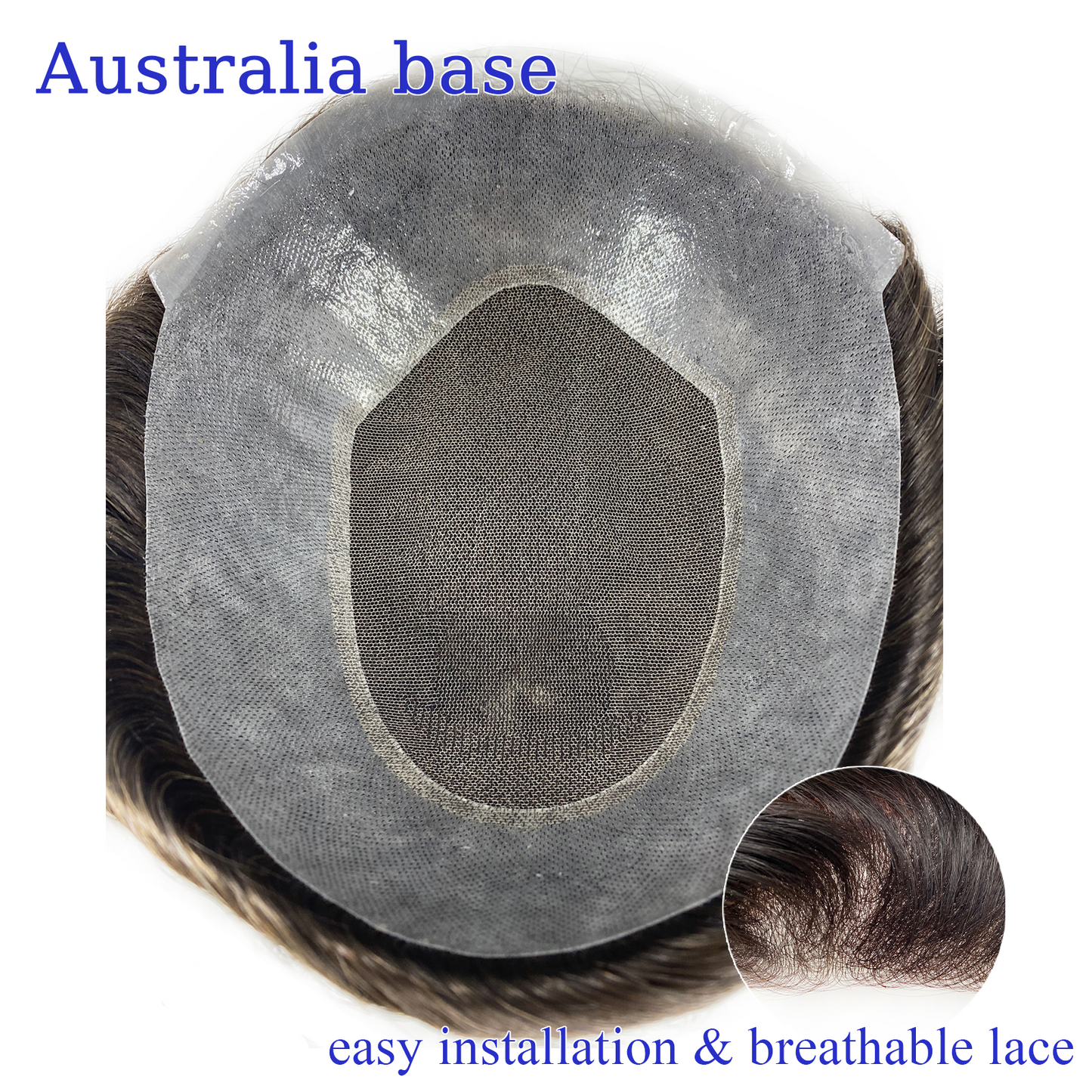 #4 Medium Brown with 10-80% Grey Mixed Human Hair Men's Toupee