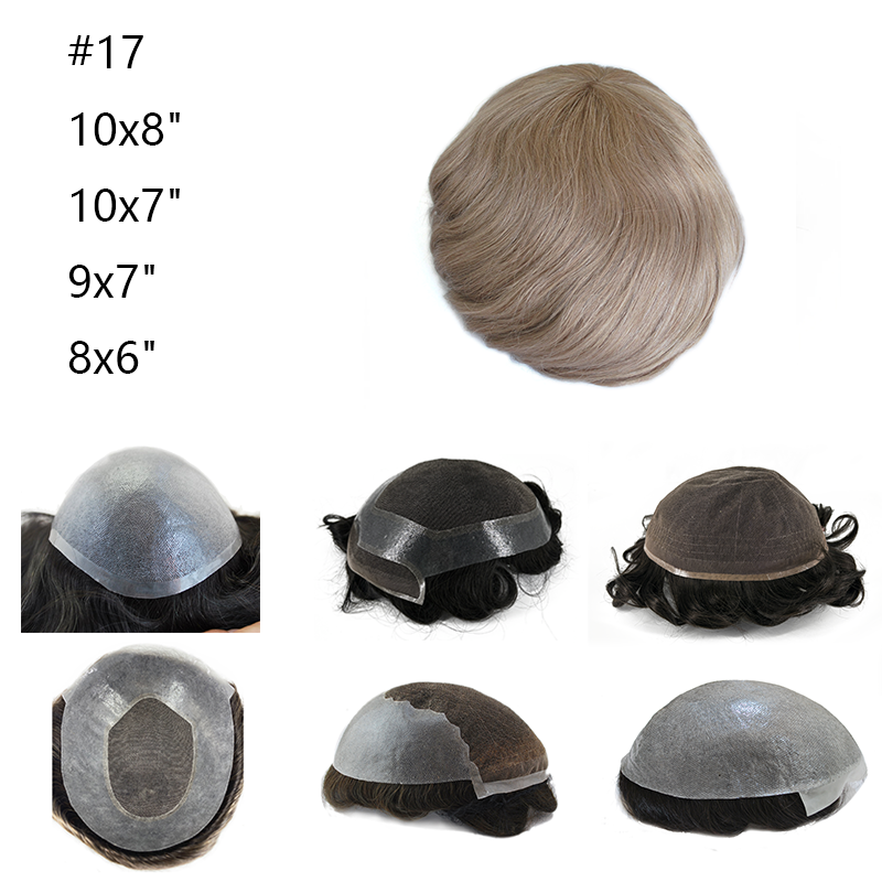 #17 Blonde Human Hair Toupee for Men Natural Human Hair