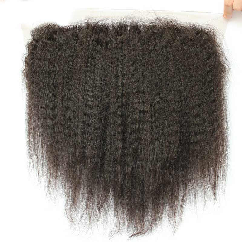 Kinky Straight 13x4/13X6 Lace Frontal Closure Brazilian Hair Natural Black 100% Human Hair Free Part With Baby Hair