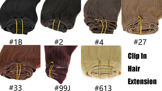 Straight Clip In Human Hair Extensions Brazilian Remy Hair 7Pcs/Sets