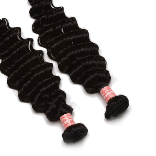 Deep Wave Bundles Human Hair Extensions Hair Weaves Natural Black Color  1PC
