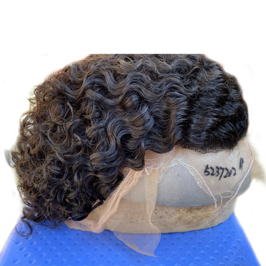 Customize toupee for men curly human hair system all french lace