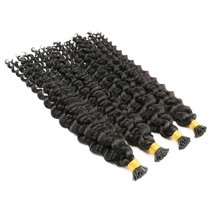 Deep Wave I Tip Human Hair Extensions 100strand/lot Mongolian Remy Fusion Pre Bonded Hair Bundles Natual Black