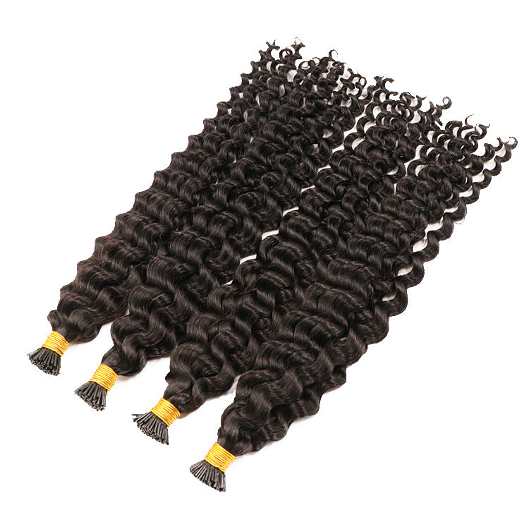 Deep Wave I Tip Human Hair Extensions 100strand/lot Mongolian Remy Fusion Pre Bonded Hair Bundles Natual Black