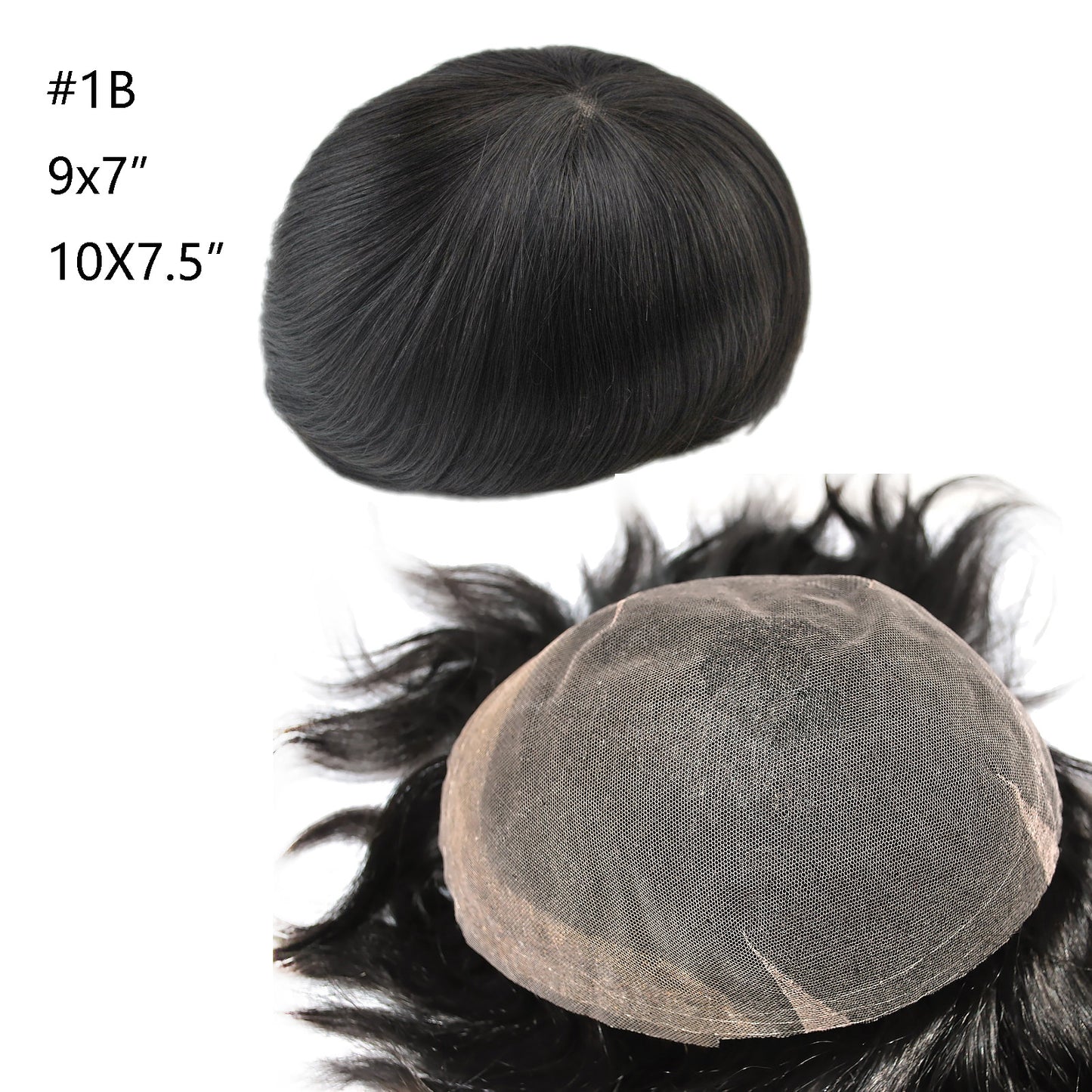 Stock human hair toupee natural black color all Swisslace knots bleached hair system for men