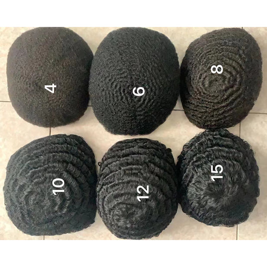 Afro curly human hair system for men toupee wig for men 4-15mm curl