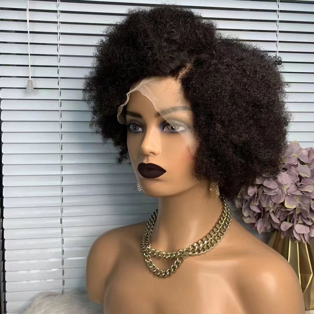afro kinky curly human hair wig for black women pixie cut short bob wig 13X3 lace front wig