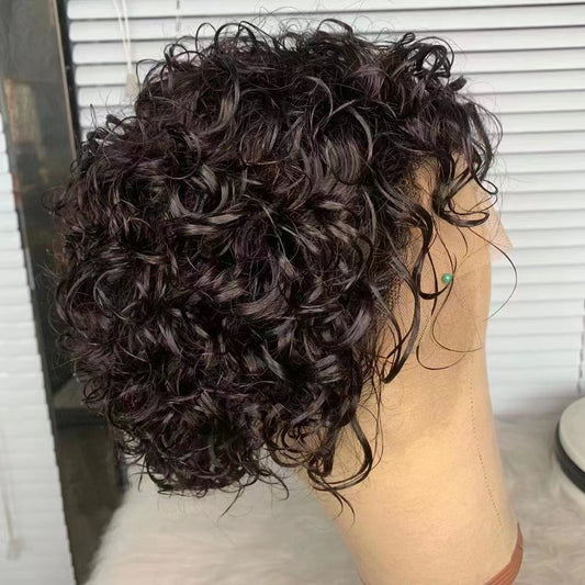 pixie cut short bob lace front wig for women curly 13x1 lace frontal wig
