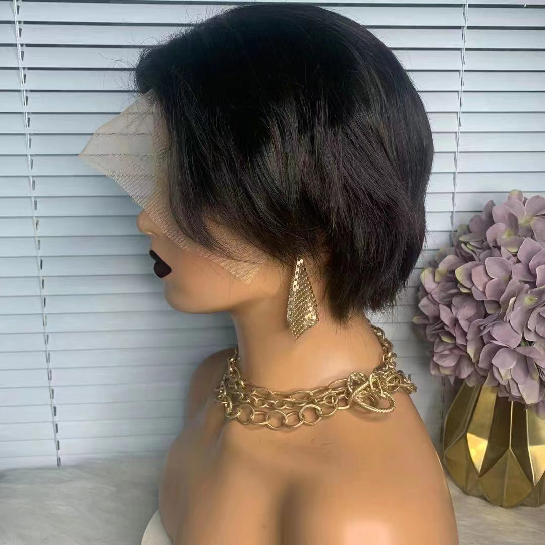 pixie cut straight 13x3 lace front human hair wigs for women short bob wig
