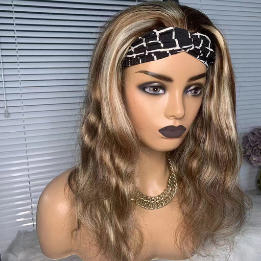 body wave headband wig for women #4/613 ombre non lace front human hair wigs remy