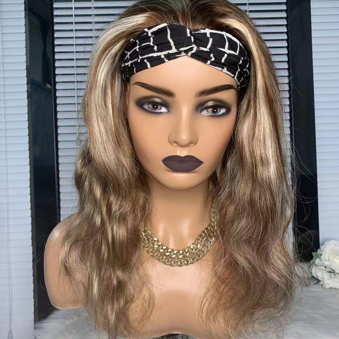 body wave headband wig for women #4/613 ombre non lace front human hair wigs remy