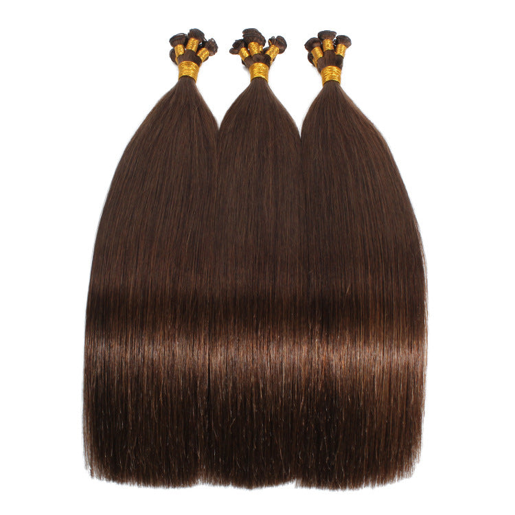 Hand Tied Extension Straight Hair Bundles Salon Natural Hair Extensions Hair Weaving Full to End